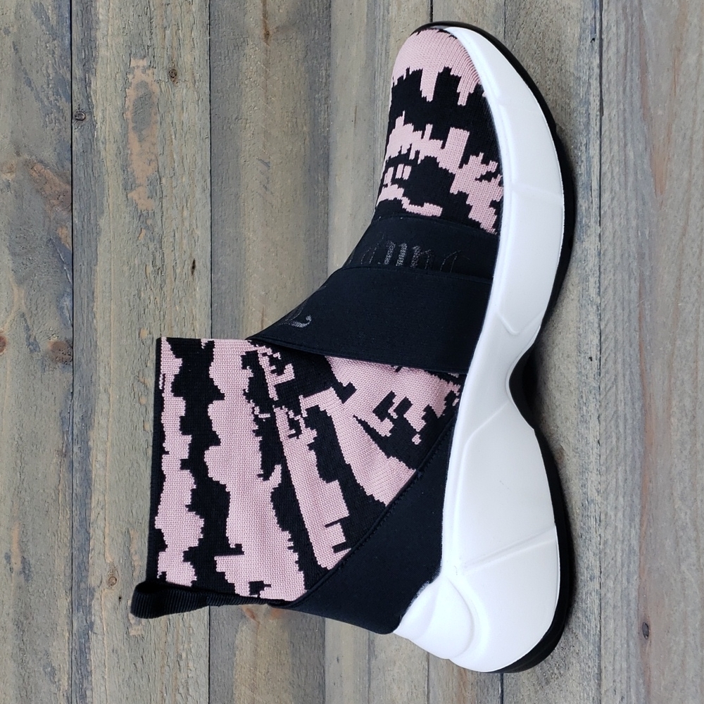 Juicy Couture Ariella Slip On High Top Knit Sneakers Pink Tie Dye Black - Picture 7 of 8